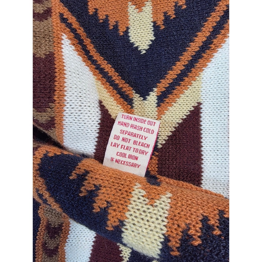 NEW Reba Womens Southwestern Fringe Longline Cardigan Sweater Brown Geometric M - Picture 9 of 10